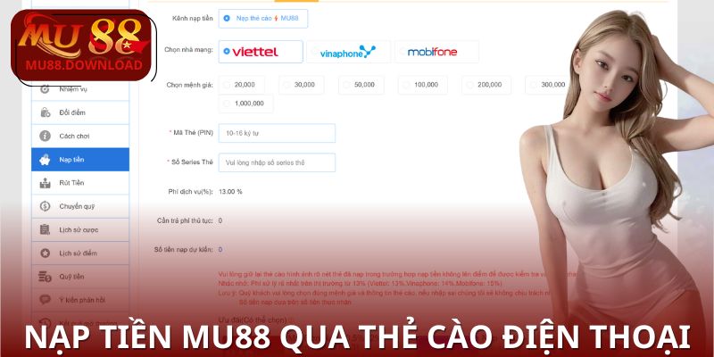 Thực hiện nạp tiền bằng thẻ cào nhanh gọn